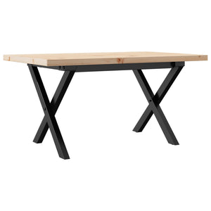 vidaXL Coffee Table X-Frame 80x50x40.5cm Solid Pine Wood & Steel
