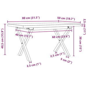 vidaXL Coffee Table X-Frame 80x50x40.5cm Solid Pine Wood & Steel
