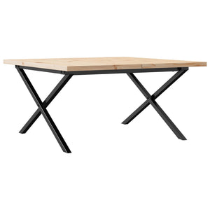 vidaXL Coffee Table X-Frame 80x80x45.5cm Solid Pine Wood & Steel