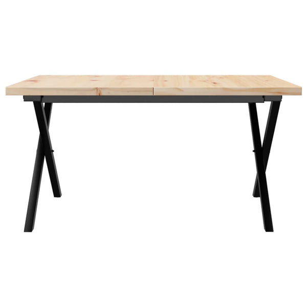 vidaXL Coffee Table X-Frame 80x80x45.5cm Solid Pine Wood & Steel