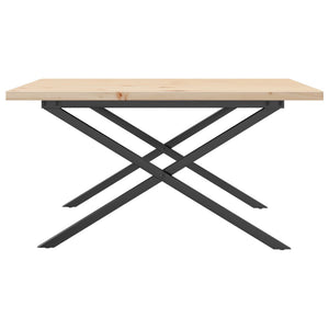 vidaXL Coffee Table X-Frame 80x80x45.5cm Solid Pine Wood & Steel