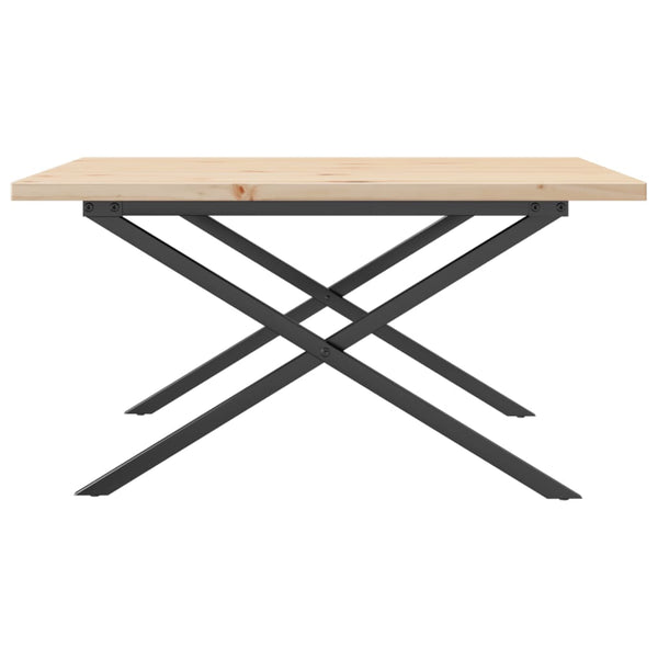 vidaXL Coffee Table X-Frame 80x80x45.5cm Solid Pine Wood & Steel