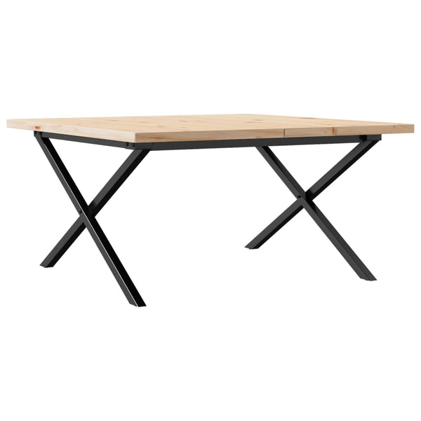vidaXL Coffee Table X-Frame 80x80x45.5cm Solid Pine Wood & Steel