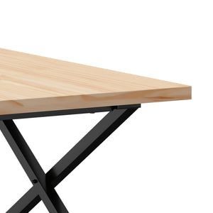 vidaXL Coffee Table X-Frame 80x80x45.5cm Solid Pine Wood & Steel