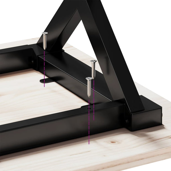 vidaXL Coffee Table X-Frame 80x80x45.5cm Solid Pine Wood & Steel