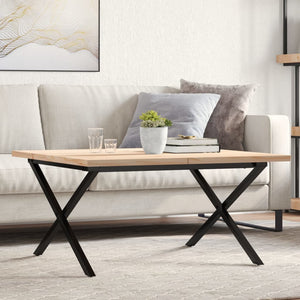 vidaXL Coffee Table X-Frame 80x80x45.5cm Solid Pine Wood & Steel