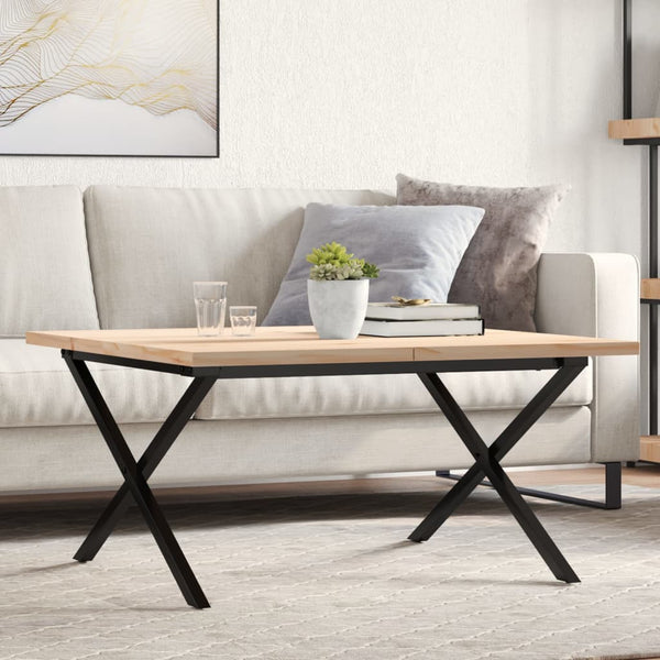 vidaXL Coffee Table X-Frame 80x80x45.5cm Solid Pine Wood & Steel