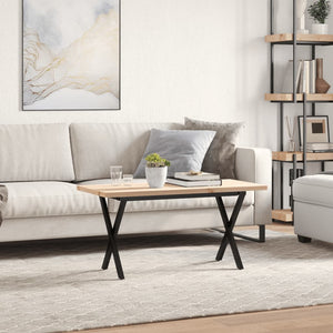 vidaXL Coffee Table X-Frame 90x40x45.5 cm Solid Pine Wood & Steel