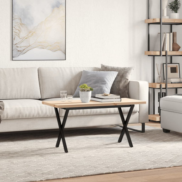 vidaXL Coffee Table X-Frame 90x40x45.5 cm Solid Pine Wood & Steel