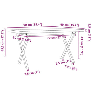 vidaXL Coffee Table X-Frame 90x40x45.5 cm Solid Pine Wood & Steel