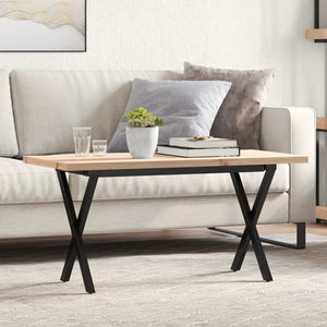 vidaXL Coffee Table X-Frame 90x40x45.5 cm Solid Pine Wood & Steel