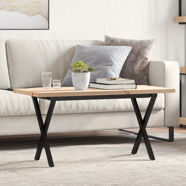 vidaXL Coffee Table X-Frame 90x40x45.5 cm Solid Pine Wood & Steel