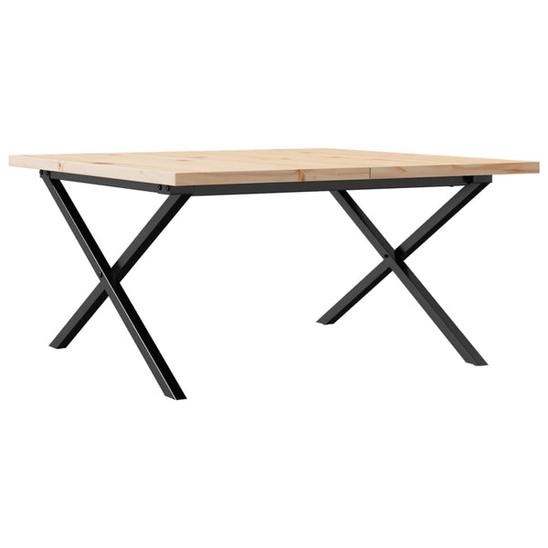 vidaXL Coffee Table X-Frame 90x90x45.5 cm Solid Pine & Steel