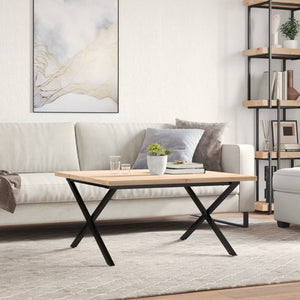 vidaXL Coffee Table X-Frame 90x90x45.5 cm Solid Pine & Steel