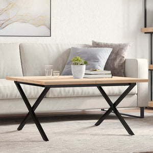 vidaXL Coffee Table X-Frame 90x90x45.5 cm Solid Pine & Steel