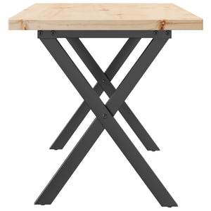 vidaXL Coffee Table X-frame 100x50x45.5 cm Solid Pine Wood Steel