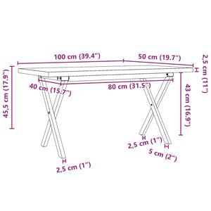 vidaXL Coffee Table X-frame 100x50x45.5 cm Solid Pine Wood Steel