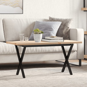 vidaXL Coffee Table X-frame 100x50x45.5 cm Solid Pine Wood Steel