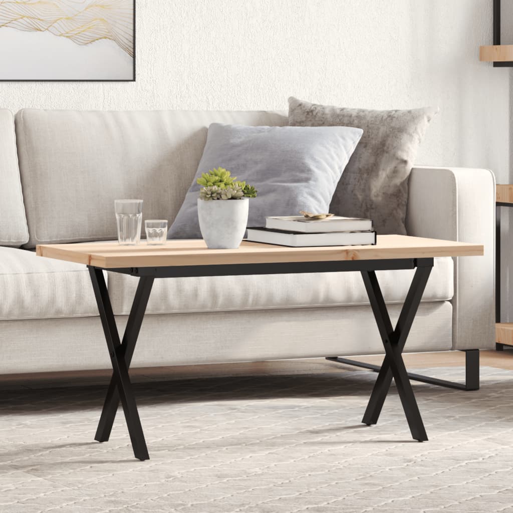 vidaXL Coffee Table X-frame 100x50x45.5 cm Solid Pine Wood Steel