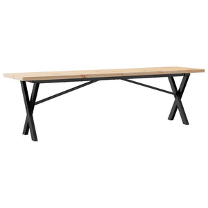 vidaXL Coffee Table X-Frame 160x40x45.5 cm Solid Pine Wood Steel