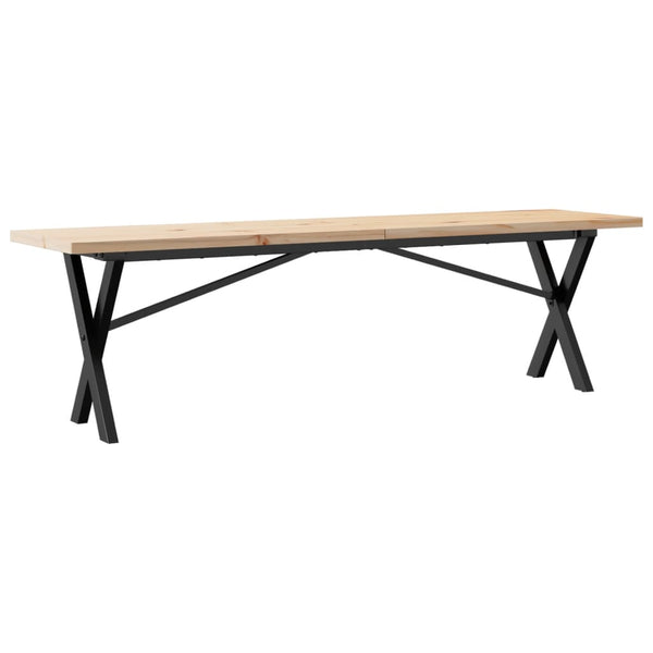 vidaXL Coffee Table X-Frame 160x40x45.5 cm Solid Pine Wood Steel