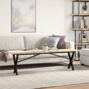 vidaXL Coffee Table X-Frame 160x40x45.5 cm Solid Pine Wood Steel