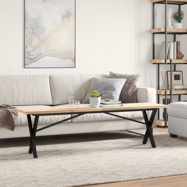 vidaXL Coffee Table X-Frame 160x40x45.5 cm Solid Pine Wood Steel