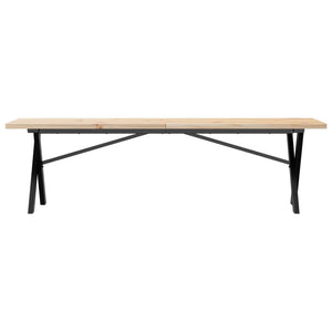 vidaXL Coffee Table X-Frame 160x40x45.5 cm Solid Pine Wood Steel
