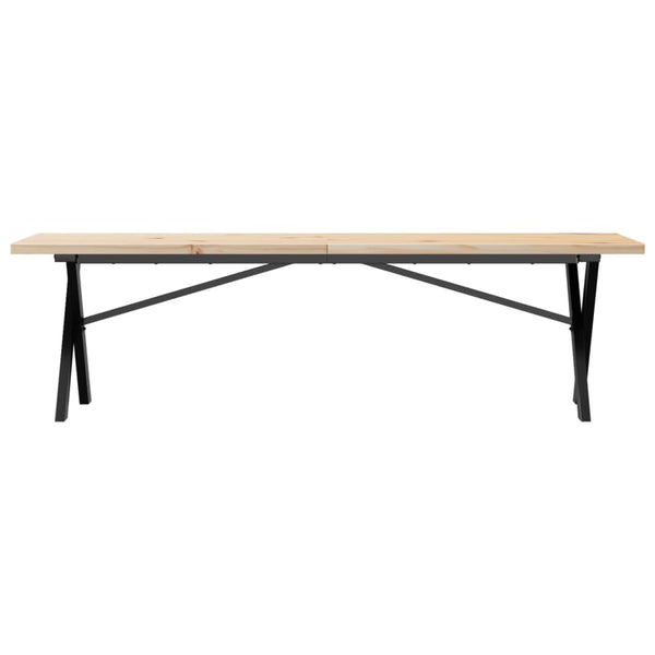 vidaXL Coffee Table X-Frame 160x40x45.5 cm Solid Pine Wood Steel