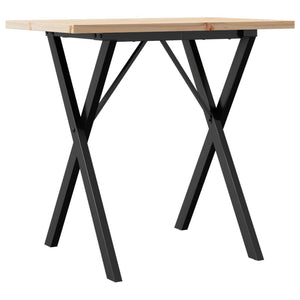 vidaXL Dining Table X-Leg 80x50x75.5 cm Solid Pine Wood & Steel