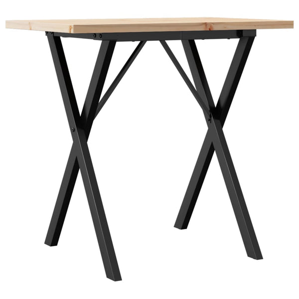 vidaXL Dining Table X-Leg 80x50x75.5 cm Solid Pine Wood & Steel