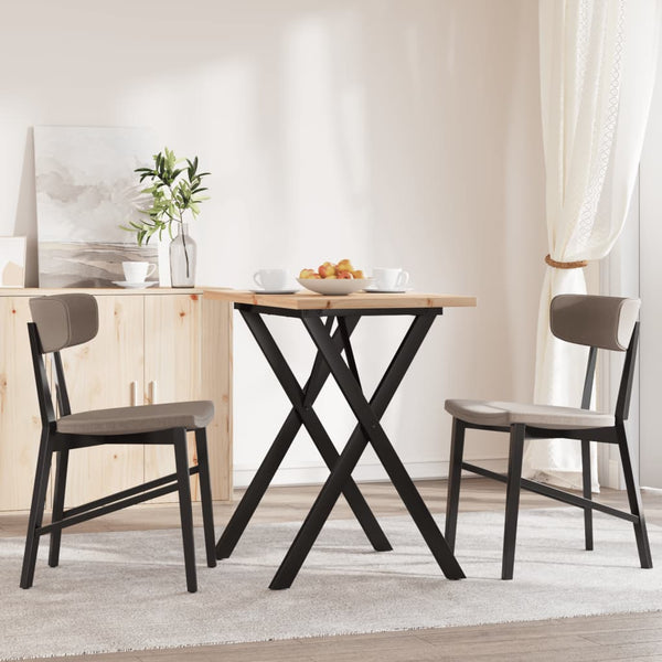 vidaXL Dining Table X-Leg 80x50x75.5 cm Solid Pine Wood & Steel
