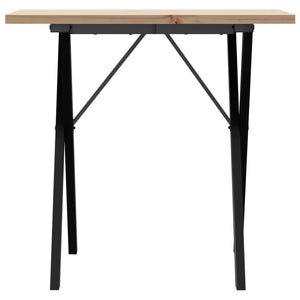 vidaXL Dining Table X-Leg 80x50x75.5 cm Solid Pine Wood & Steel