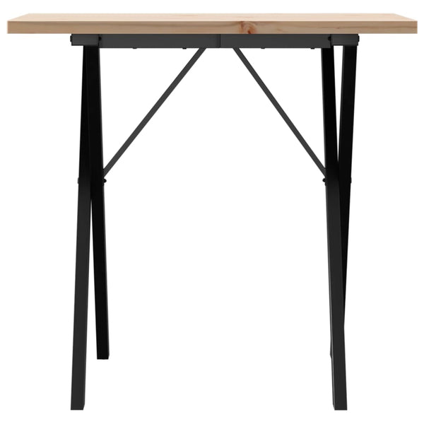 vidaXL Dining Table X-Leg 80x50x75.5 cm Solid Pine Wood & Steel