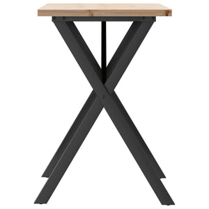 vidaXL Dining Table X-Leg 80x50x75.5 cm Solid Pine Wood & Steel