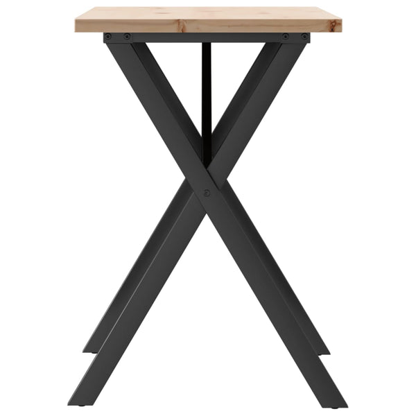 vidaXL Dining Table X-Leg 80x50x75.5 cm Solid Pine Wood & Steel