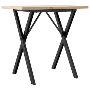 vidaXL Dining Table X-Leg 80x50x75.5 cm Solid Pine Wood & Steel