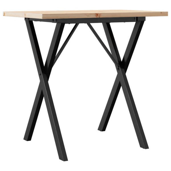 vidaXL Dining Table X-Leg 80x50x75.5 cm Solid Pine Wood & Steel