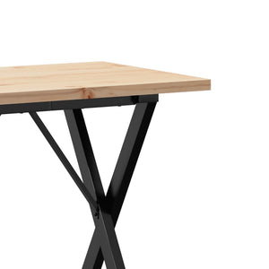 vidaXL Dining Table X-Leg 80x50x75.5 cm Solid Pine Wood & Steel
