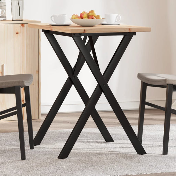 vidaXL Dining Table X-Leg 80x50x75.5 cm Solid Pine Wood & Steel