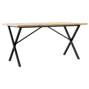 vidaXL Dining Table X-Frame 140x80x75.5 cm Solid Pine Wood & Steel