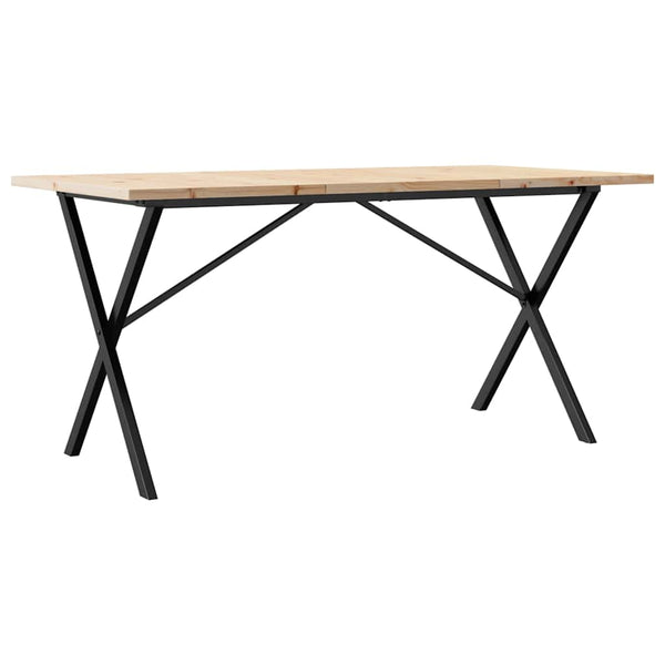 vidaXL Dining Table X-Frame 140x80x75.5 cm Solid Pine Wood & Steel