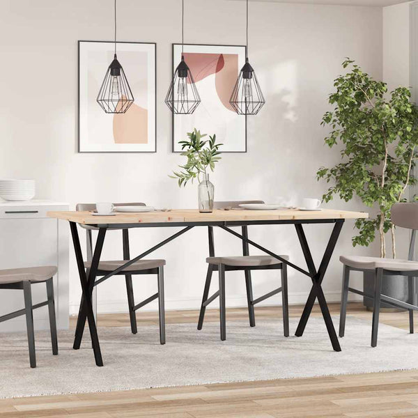 vidaXL Dining Table X-Frame 140x80x75.5 cm Solid Pine Wood & Steel