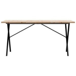 vidaXL Dining Table X-Frame 140x80x75.5 cm Solid Pine Wood & Steel