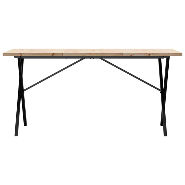 vidaXL Dining Table X-Frame 140x80x75.5 cm Solid Pine Wood & Steel