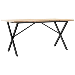 vidaXL Dining Table X-Frame 140x80x75.5 cm Solid Pine Wood & Steel