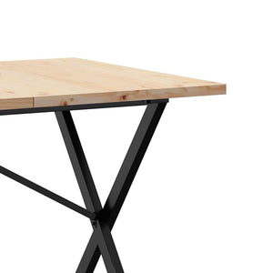vidaXL Dining Table X-Frame 140x80x75.5 cm Solid Pine Wood & Steel