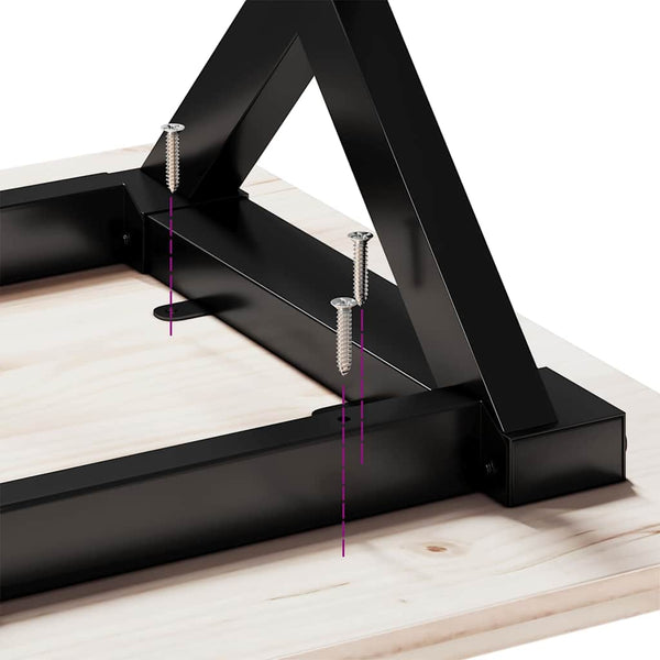 vidaXL Dining Table X-Frame 140x80x75.5 cm Solid Pine Wood & Steel
