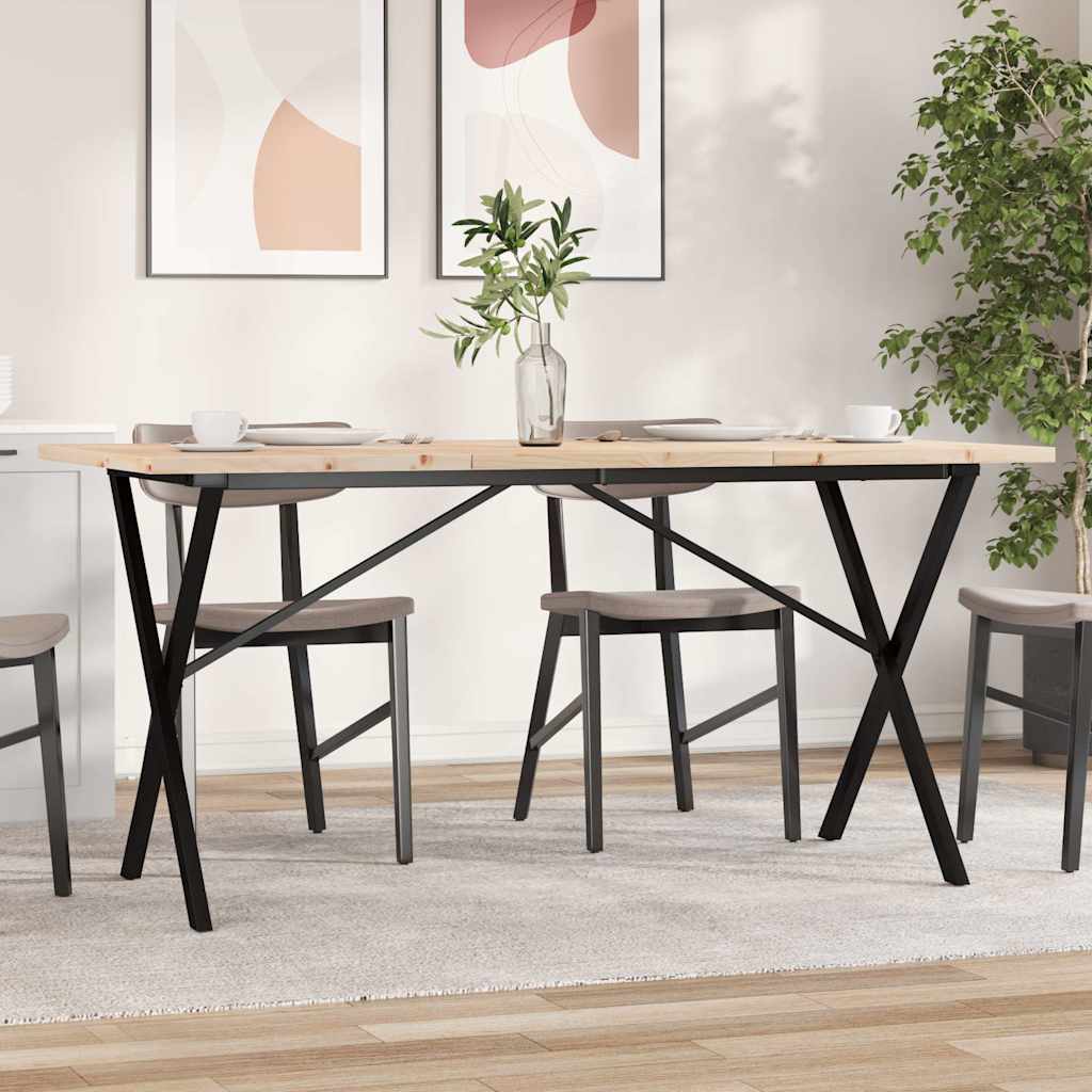 vidaXL Dining Table X-Frame 140x80x75.5 cm Solid Pine Wood & Steel