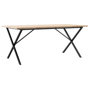 vidaXL Dining Table X-Leg 180x90x75.5 cm Solid Pine Wood & Steel